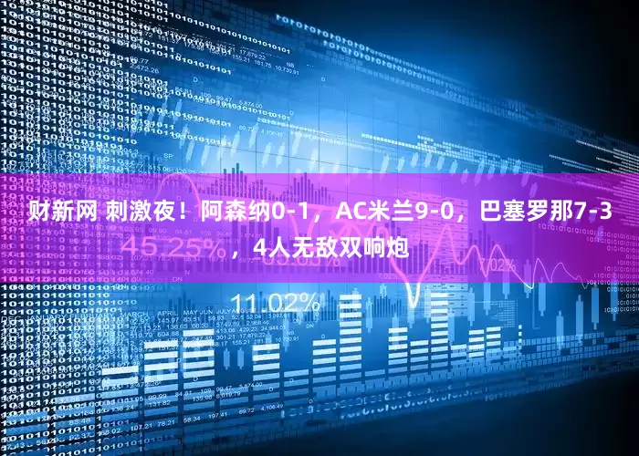 财新网 刺激夜！阿森纳0-1，AC米兰9-0，巴塞罗那7-3，4人无敌双响炮